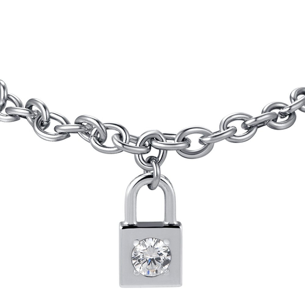 PULSERA DE ACERO PARA MUJER CON CRISTAL BLANCO