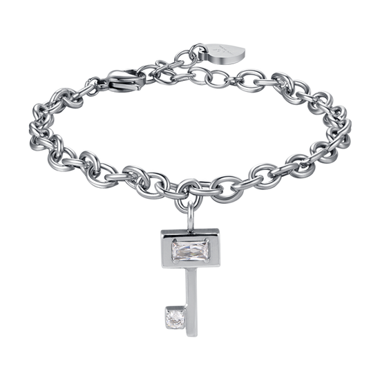 PULSERA DE ACERO PARA MUJER CON CRISTALES BLANCOS