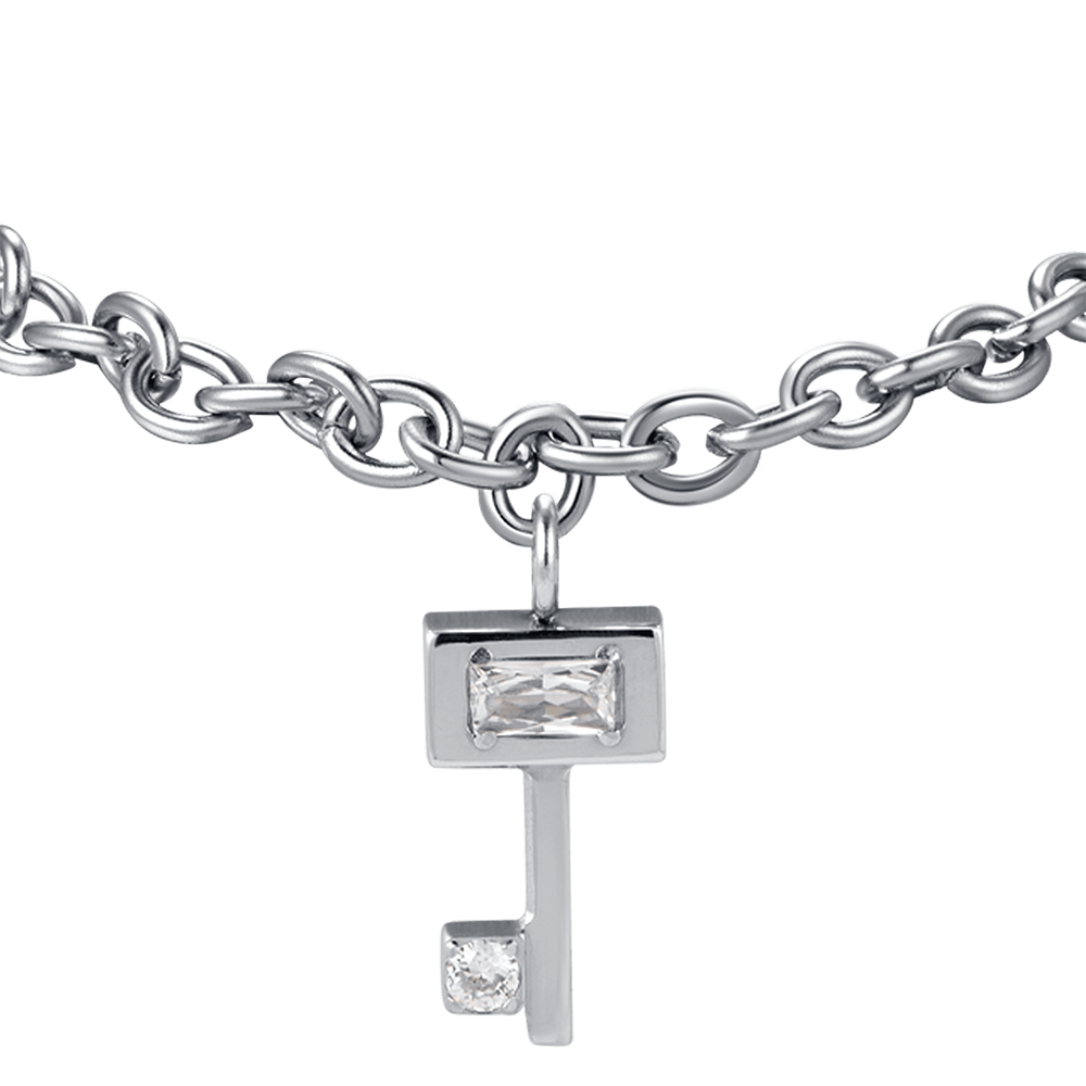 PULSERA DE ACERO PARA MUJER CON CRISTALES BLANCOS