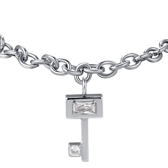 PULSERA DE ACERO PARA MUJER CON CRISTALES BLANCOS