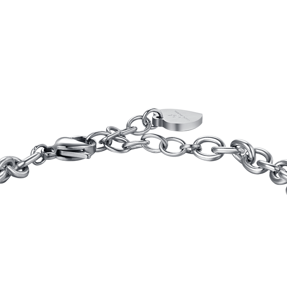 PULSERA DE ACERO PARA MUJER CON CRISTALES BLANCOS
