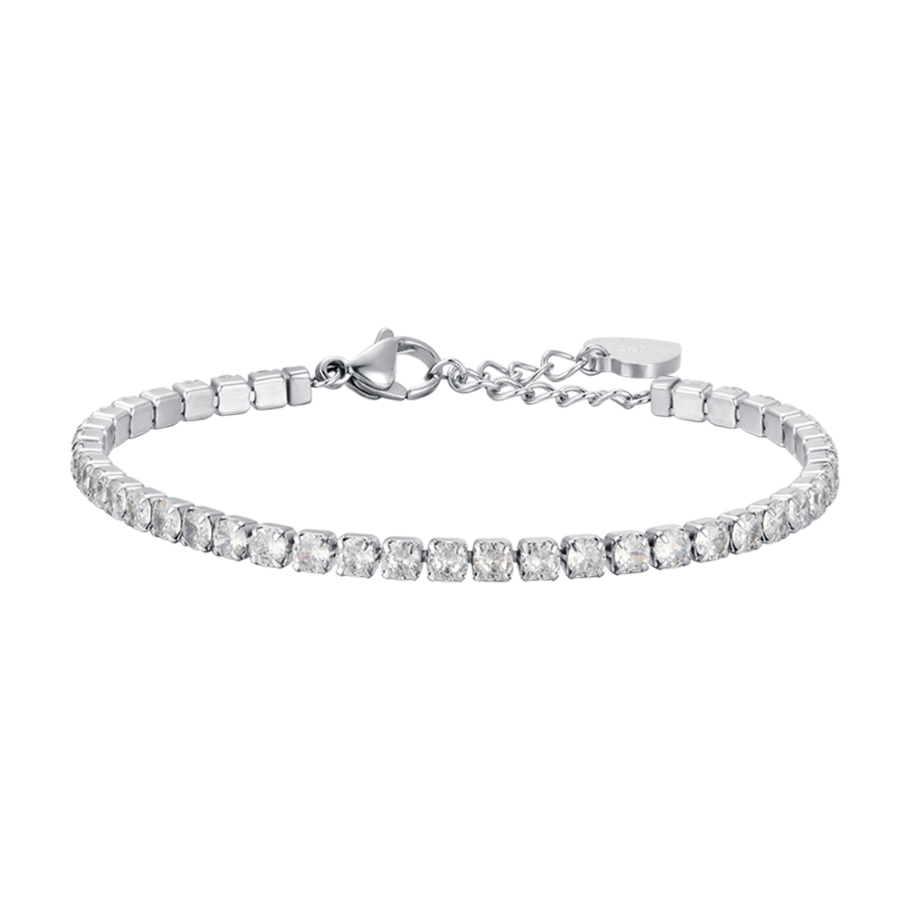 PULSERA DE TENIS PARA MUJER EN ACERO CON CRISTALES BLANCOS DE 4 MM Luca Barra