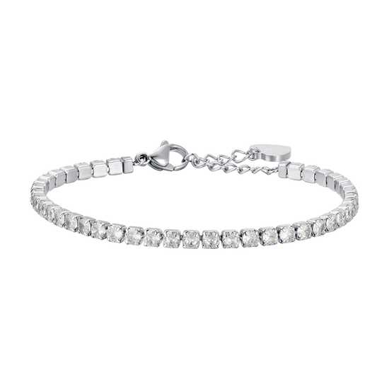 PULSERA DE TENIS DE ACERO PARA MUJER CON CRISTALES BLANCOS DE 4 MM