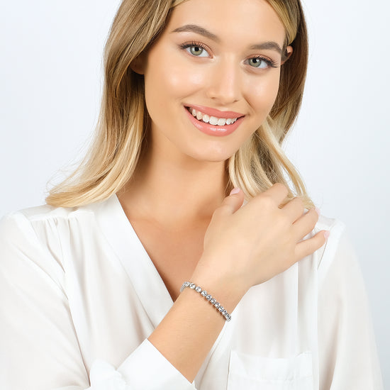 PULSERA DE TENIS DE ACERO PARA MUJER CON CRISTALES BLANCOS DE 4 MM