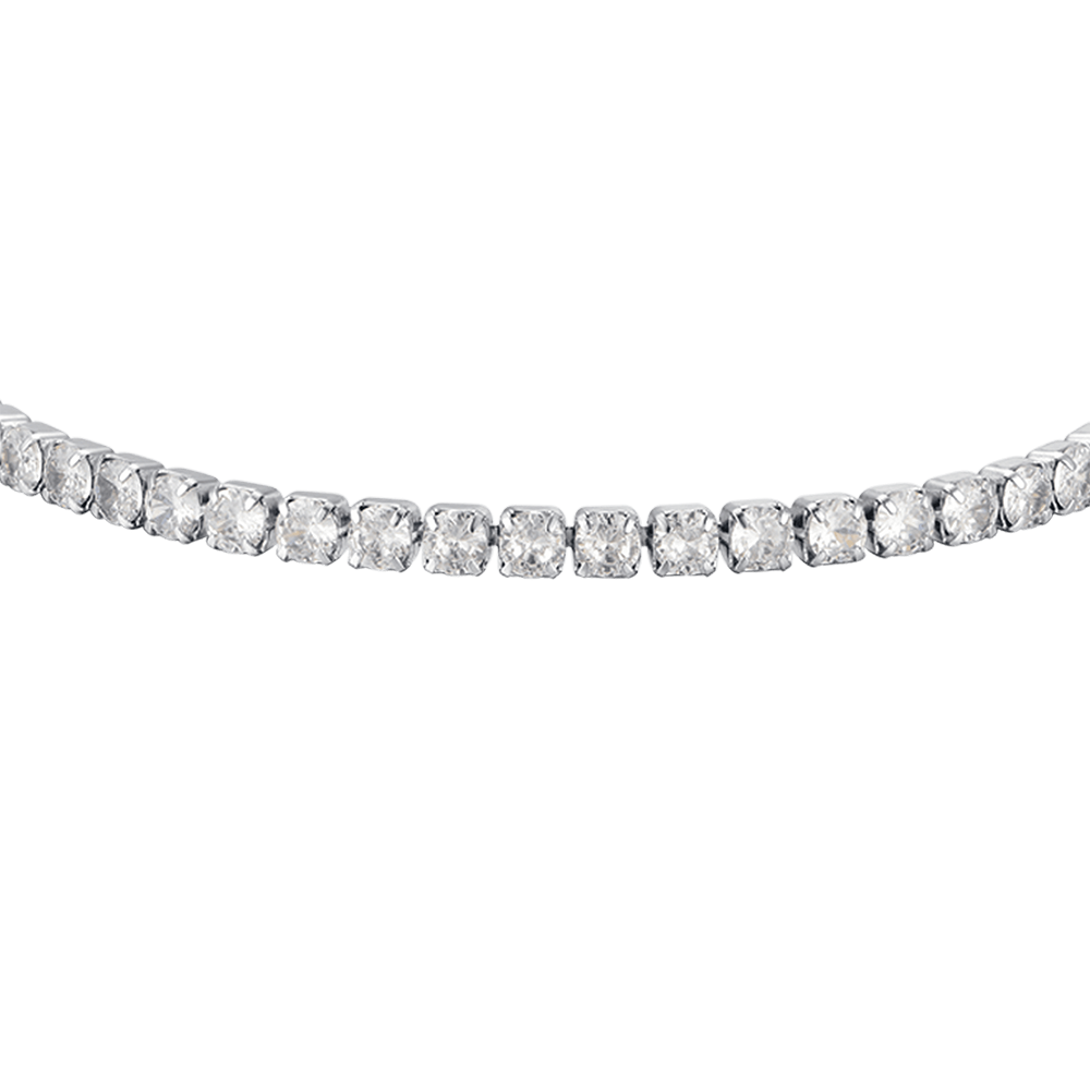 PULSERA DE TENIS DE ACERO PARA MUJER CON CRISTALES BLANCOS DE 4 MM