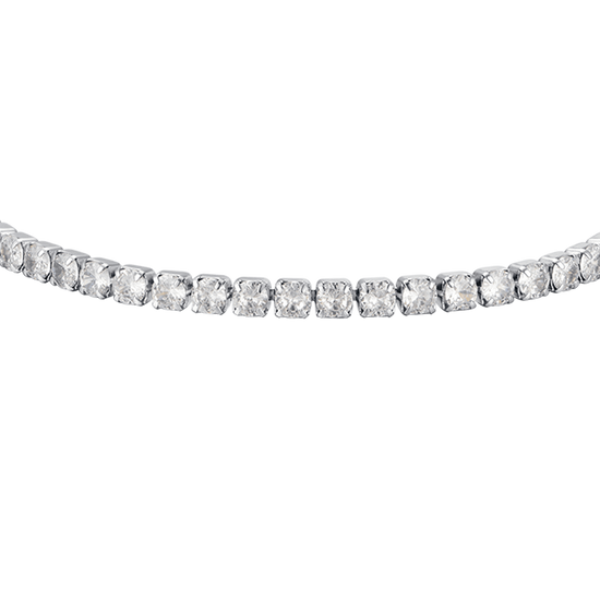 PULSERA DE TENIS DE ACERO PARA MUJER CON CRISTALES BLANCOS DE 4 MM