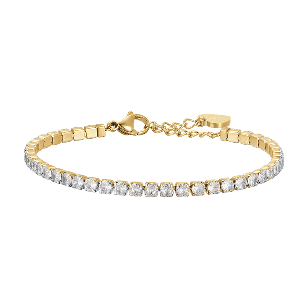 PULSERA DE TENIS DE ACERO PARA MUJER CON CRISTALES BLANCOS DE 4 MM