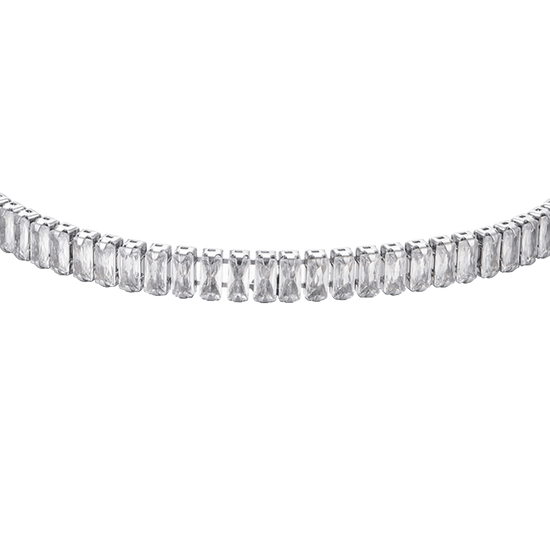 PULSERA DE TENIS DE ACERO PARA MUJER CON CRISTALES BAGUETTE BLANCOS