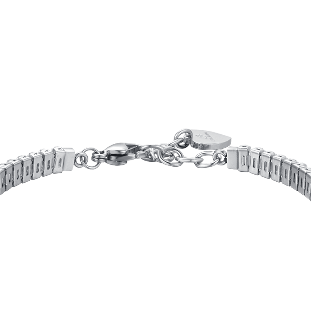 PULSERA DE TENIS DE ACERO PARA MUJER CON CRISTALES BAGUETTE BLANCOS