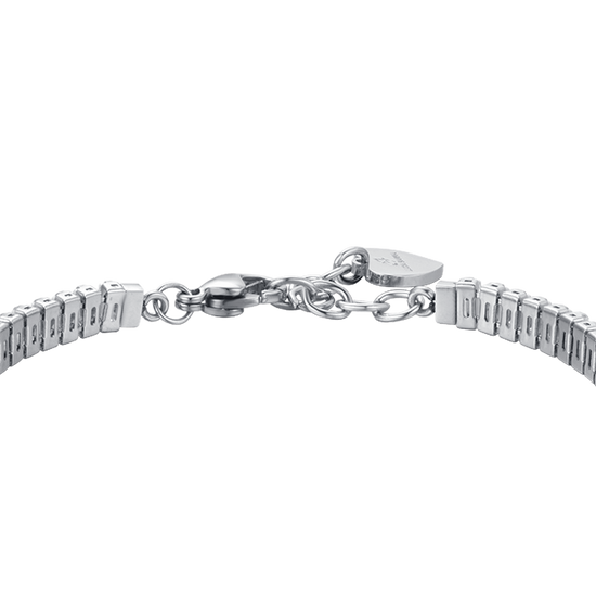 PULSERA DE TENIS DE ACERO PARA MUJER CON CRISTALES BAGUETTE BLANCOS