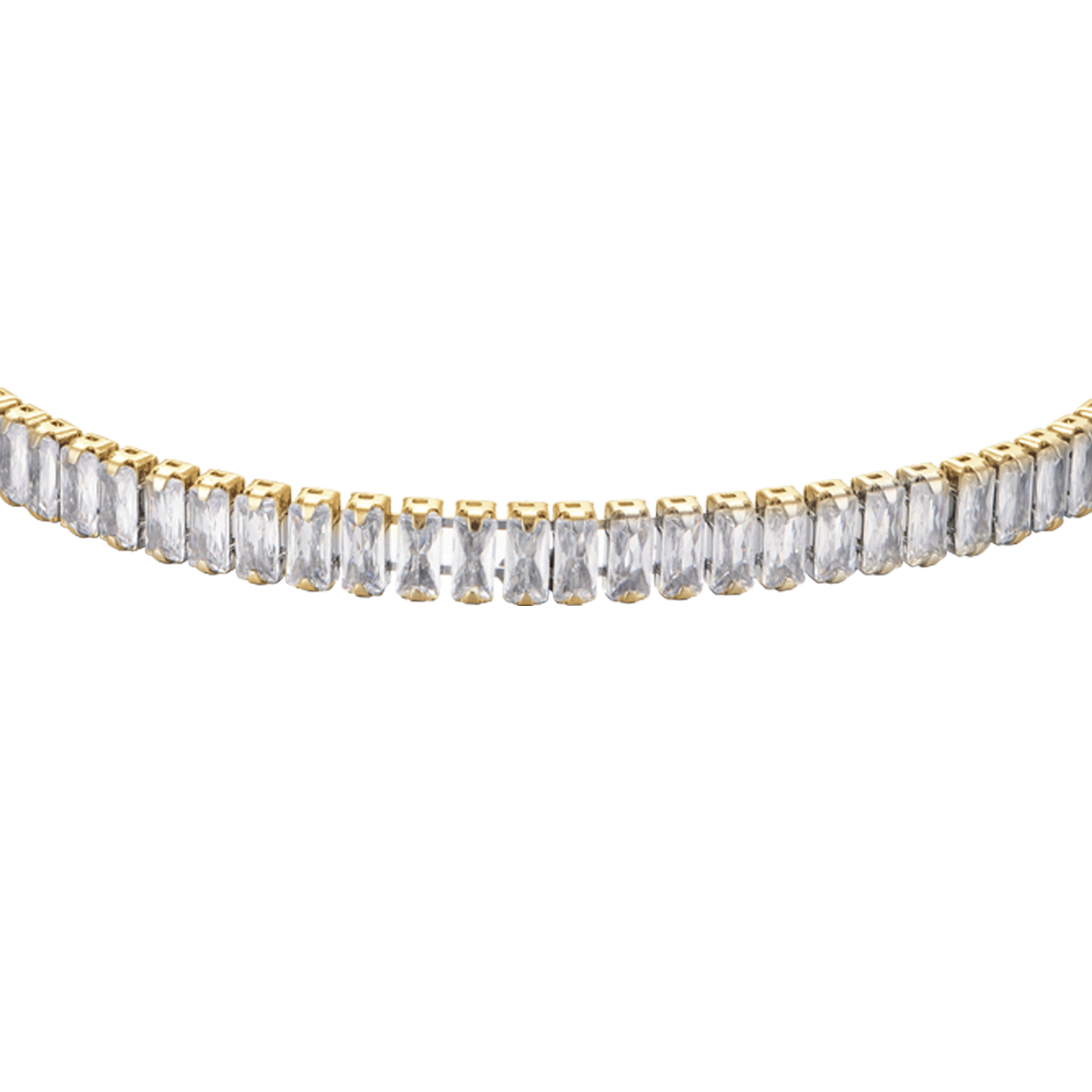 PULSERA DE TENIS DE ACERO PARA MUJER CON CRISTALES BAGUETTE BLANCOS