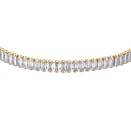 PULSERA DE TENIS DE ACERO PARA MUJER CON CRISTALES BAGUETTE BLANCOS