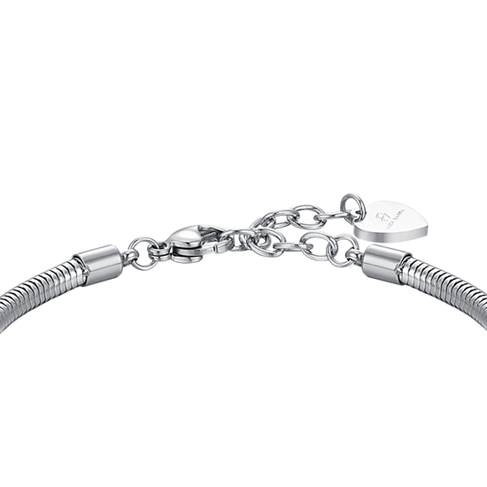 PULSERA DE ACERO PARA MUJER CON CORAZÓN Y CRISTALES BLANCOS
