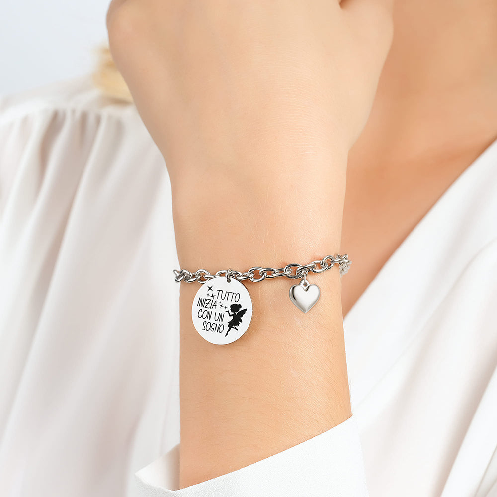 BRAZALETE DE ACERO PARA MUJER TODO EMPIEZA CON UN SUEÑO