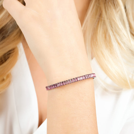 PULSERA DE ACERO PARA MUJER CON CRISTALES DE FUCSIA Luca Barra