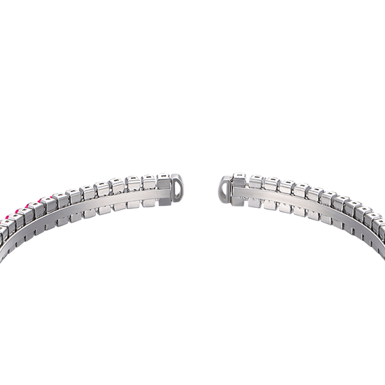 PULSERA DE ACERO PARA MUJER CON CRISTALES FUCSIA