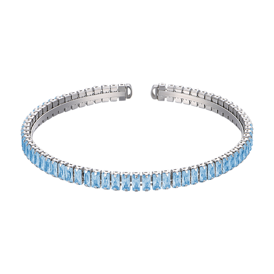 PULSERA DE ACERO PARA MUJER CON CRISTALES AZULES