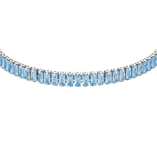 PULSERA DE ACERO PARA MUJER CON CRISTALES AZULES