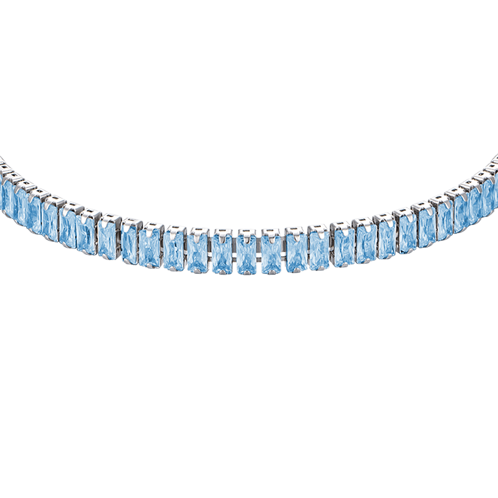 PULSERA DE ACERO PARA MUJER CON CRISTALES AZULES