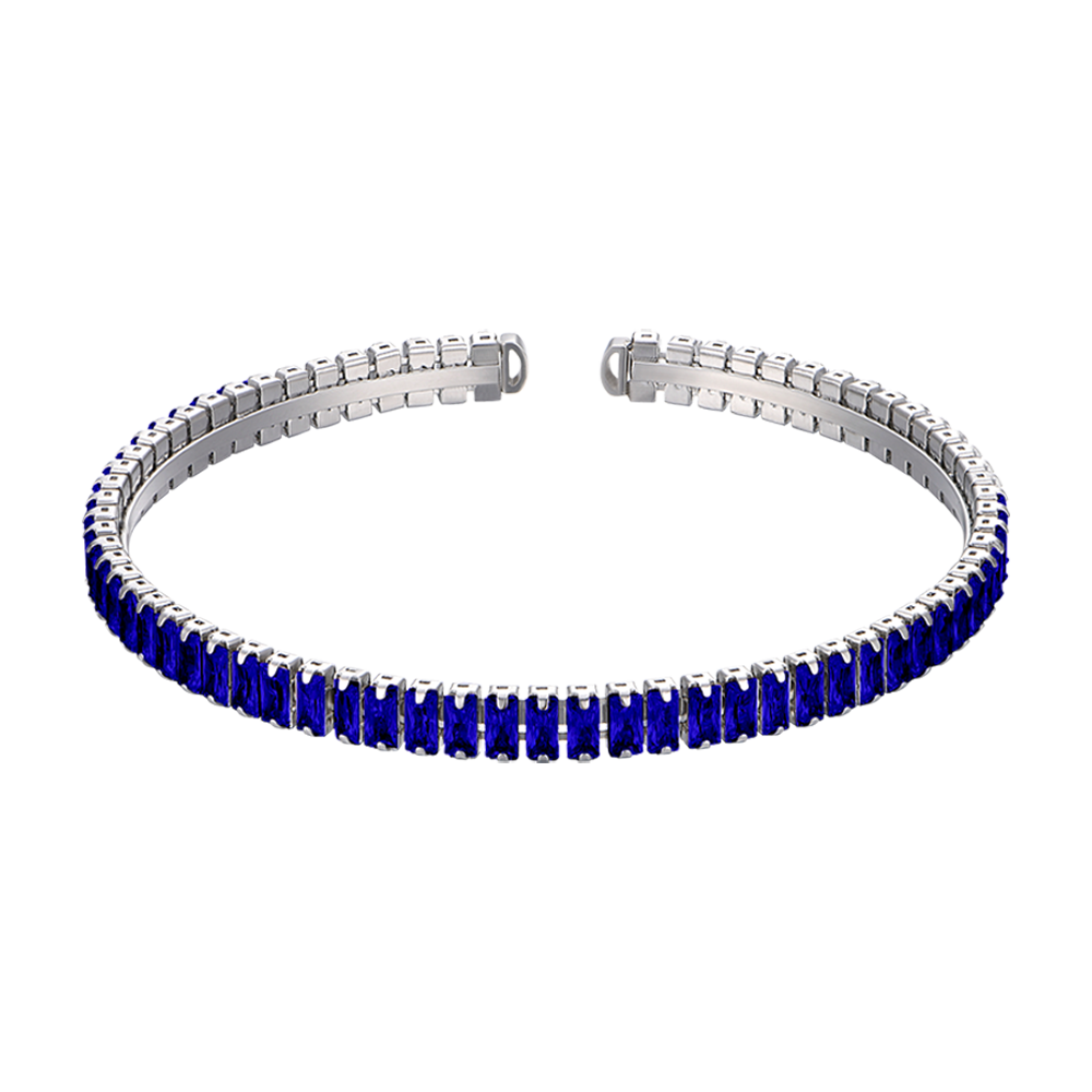 PULSERA DE ACERO PARA MUJER CON CRISTALES AZULES
