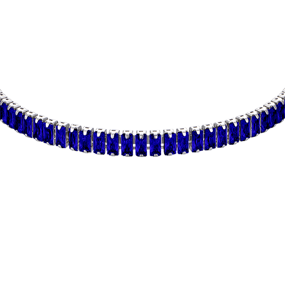 PULSERA DE ACERO PARA MUJER CON CRISTALES AZULES