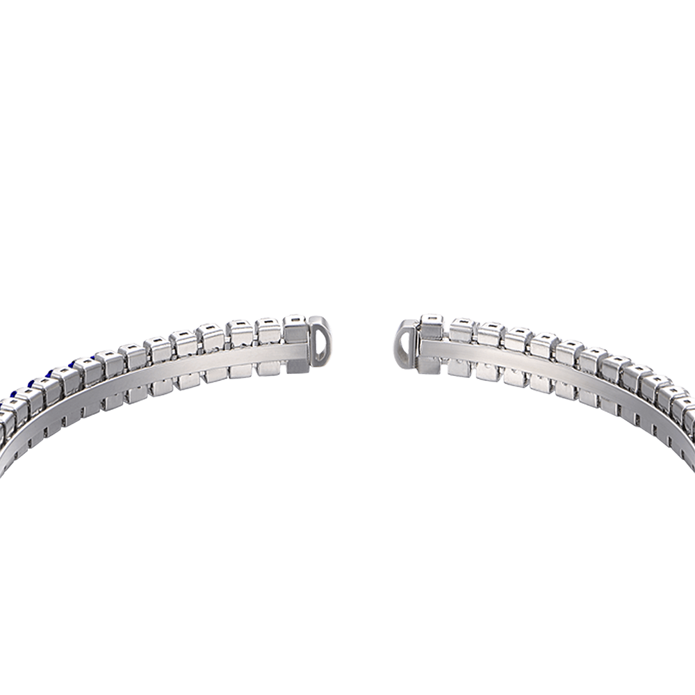 PULSERA DE ACERO PARA MUJER CON CRISTALES AZULES