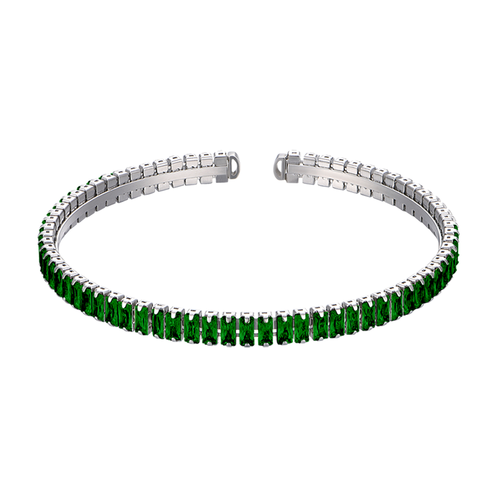 PULSERA DE ACERO PARA MUJER CON CRISTALES VERDES