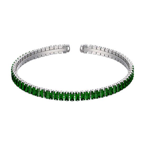 PULSERA DE ACERO PARA MUJER CON CRISTALES VERDES