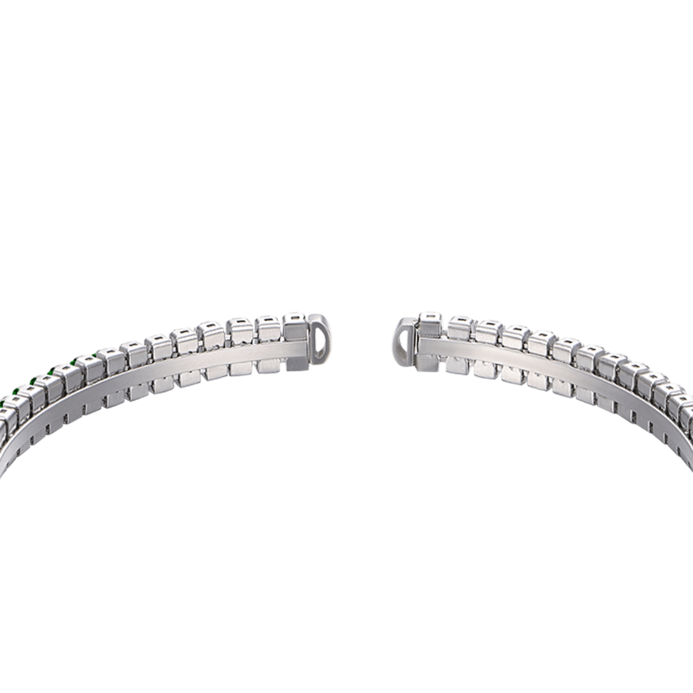 PULSERA DE ACERO PARA MUJER CON CRISTALES VERDES