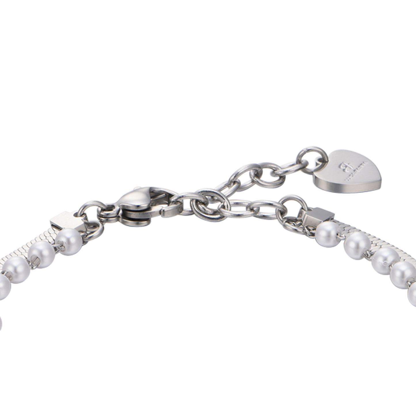 PULSERA DE ACERO PARA MUJER CON PERLAS BLANCAS