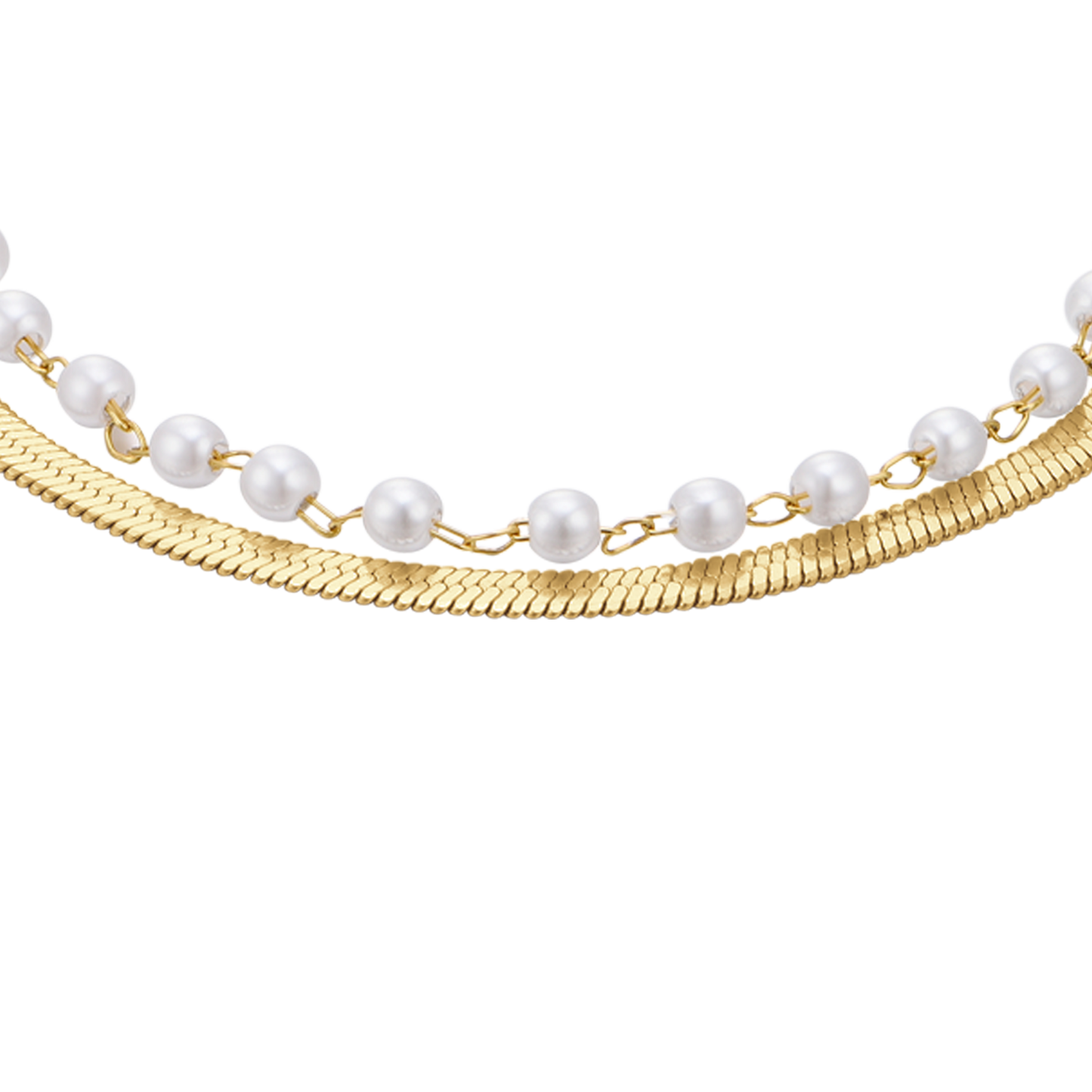 PULSERA DE ACERO PARA MUJER CON PERLAS BLANCAS