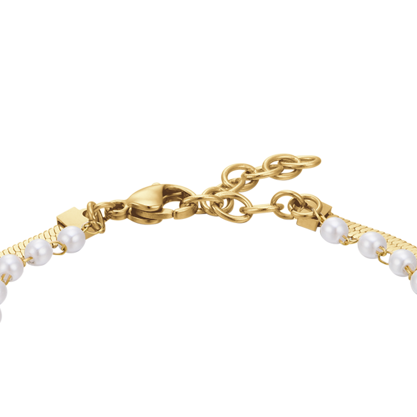 PULSERA DE ACERO PARA MUJER CON PERLAS BLANCAS