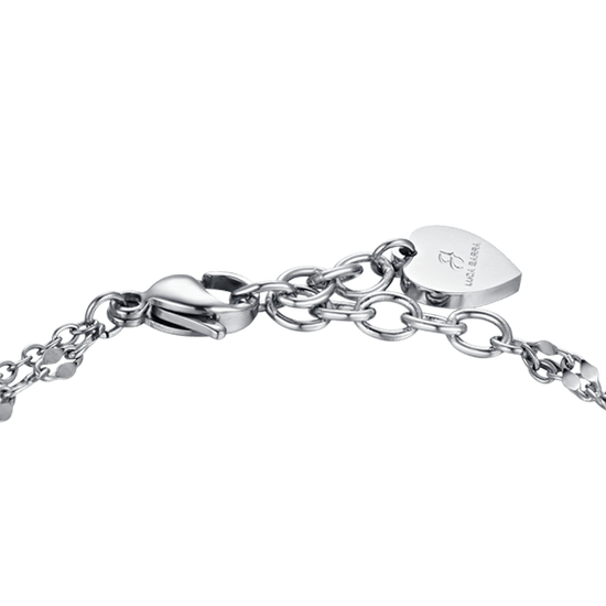 PULSERA MULTIFILAMENTO DE ACERO PARA MUJER CON ESTRELLAS CALADAS Y CRISTALES BLANCOS