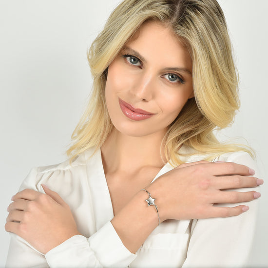 BRAZALETE DE ACERO PARA MUJER CON ESTRELLA COMPLETA