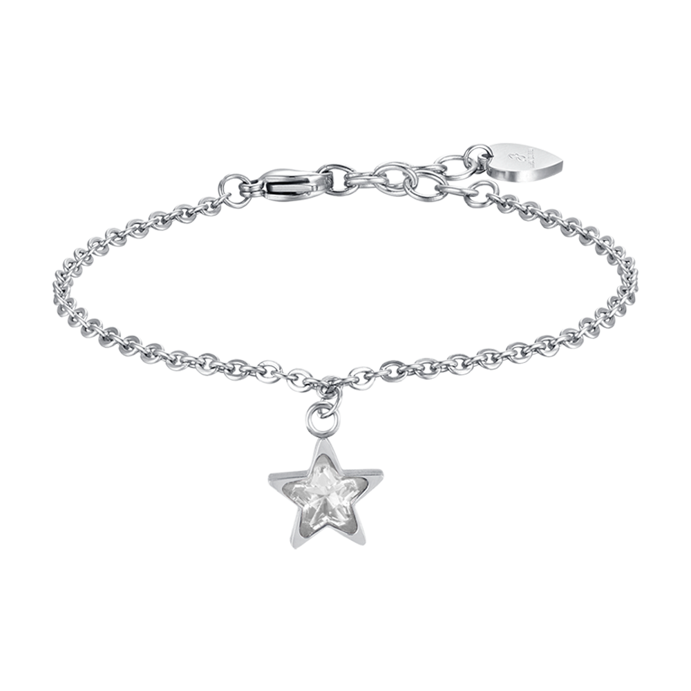 PULSERA DE MUJER EN ACERO INOXIDABLE CON ESTRELLA BLANCA PUNTO DE LUZ Luca Barra