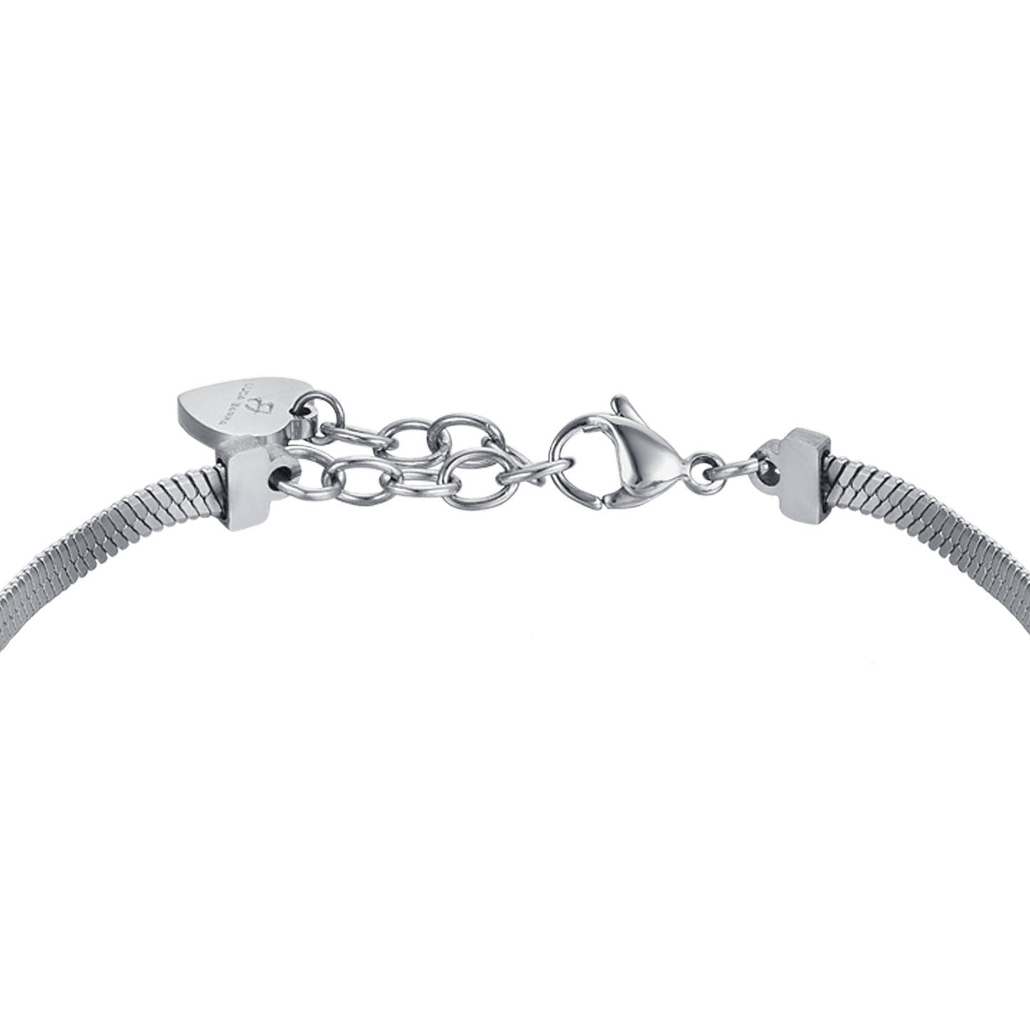 PULSERA DE ACERO SERPIENTE PARA MUJER CON CORAZONES CON CRISTALES BLANCOS