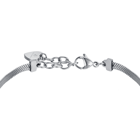PULSERA DE ACERO SERPIENTE PARA MUJER CON CORAZONES CON CRISTALES BLANCOS