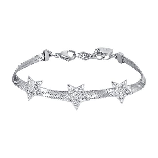 PULSERA DE ACERO SERPIENTE PARA MUJER CON ESTRELLAS CON CRISTALES BLANCOS