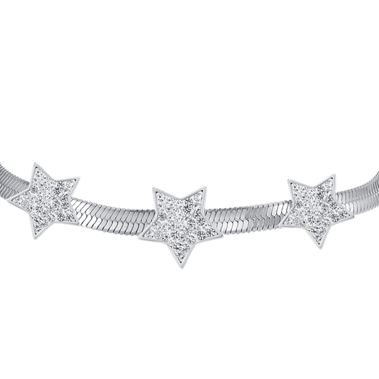 PULSERA DE ACERO SERPIENTE PARA MUJER CON ESTRELLAS CON CRISTALES BLANCOS