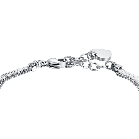 PULSERA CRUZ DE ACERO PARA MUJER CON CRISTALES BLANCOS