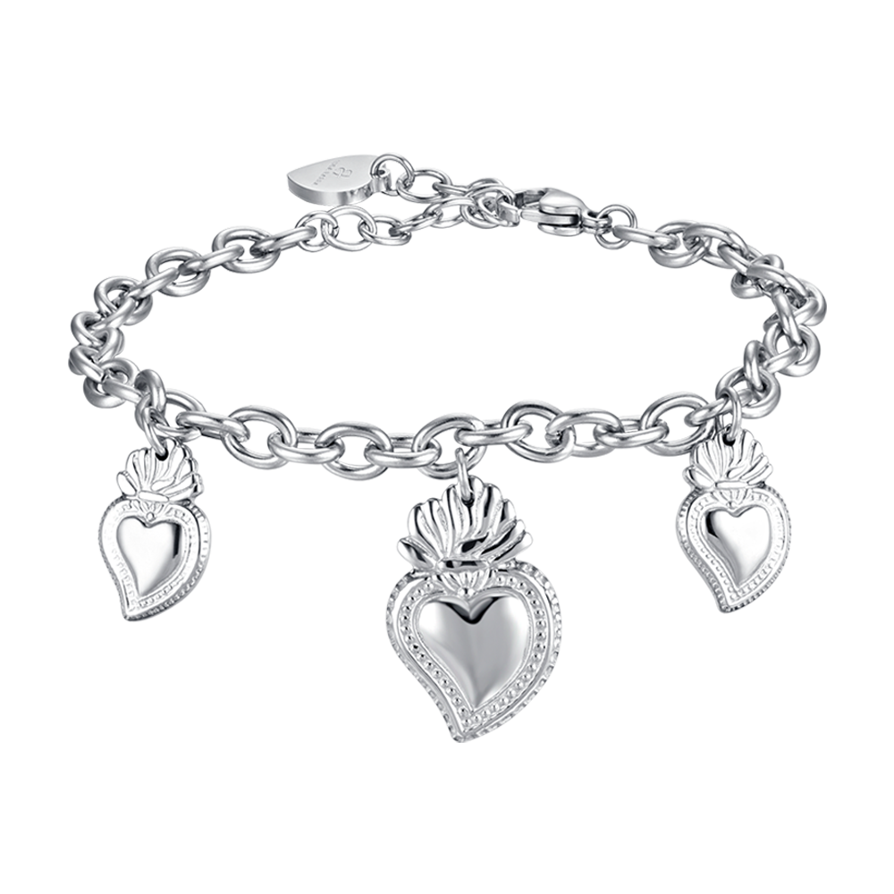 PULSERA DE ACERO PARA MUJER CON CORAZÓN SAGRADO
