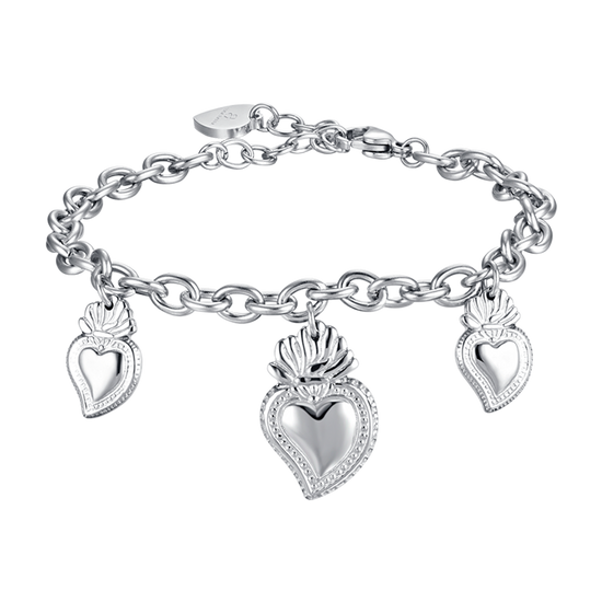 PULSERA DE ACERO PARA MUJER CON CORAZÓN SAGRADO