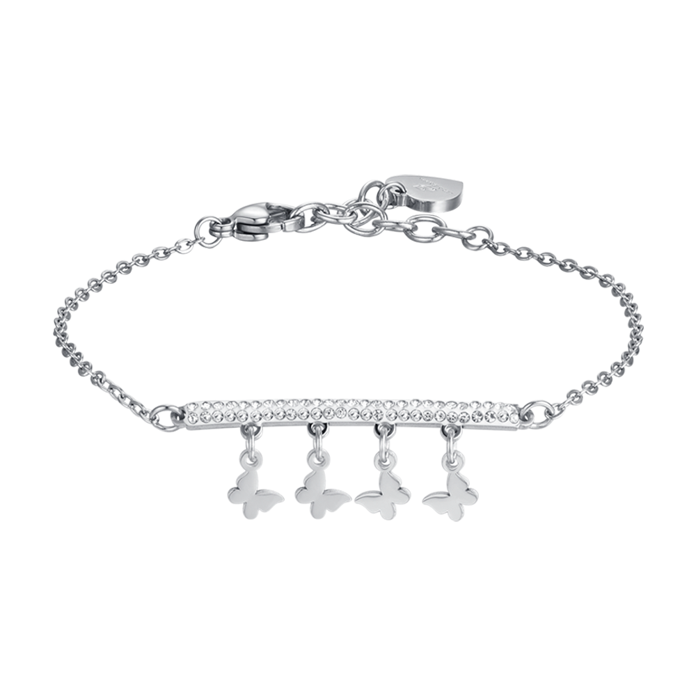 PULSERA DE ACERO PARA MUJER CON COLGANTES DE MARIPOSA