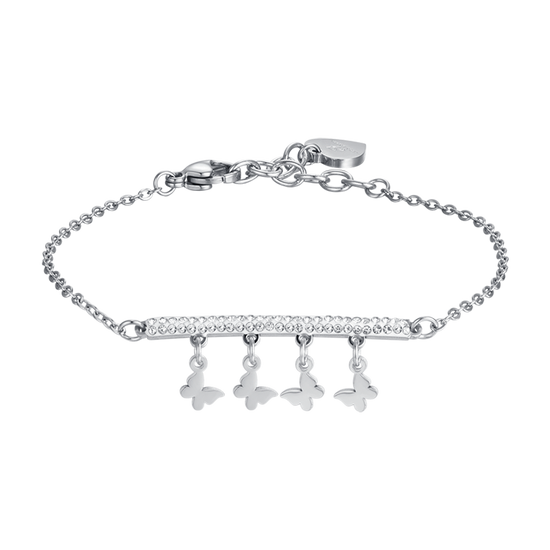 PULSERA DE ACERO PARA MUJER CON COLGANTES DE MARIPOSA