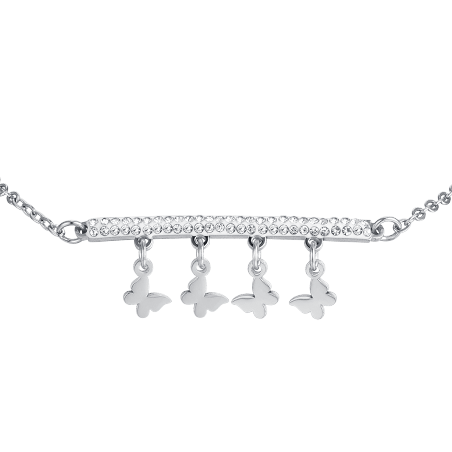 PULSERA DE ACERO PARA MUJER CON COLGANTES DE MARIPOSA