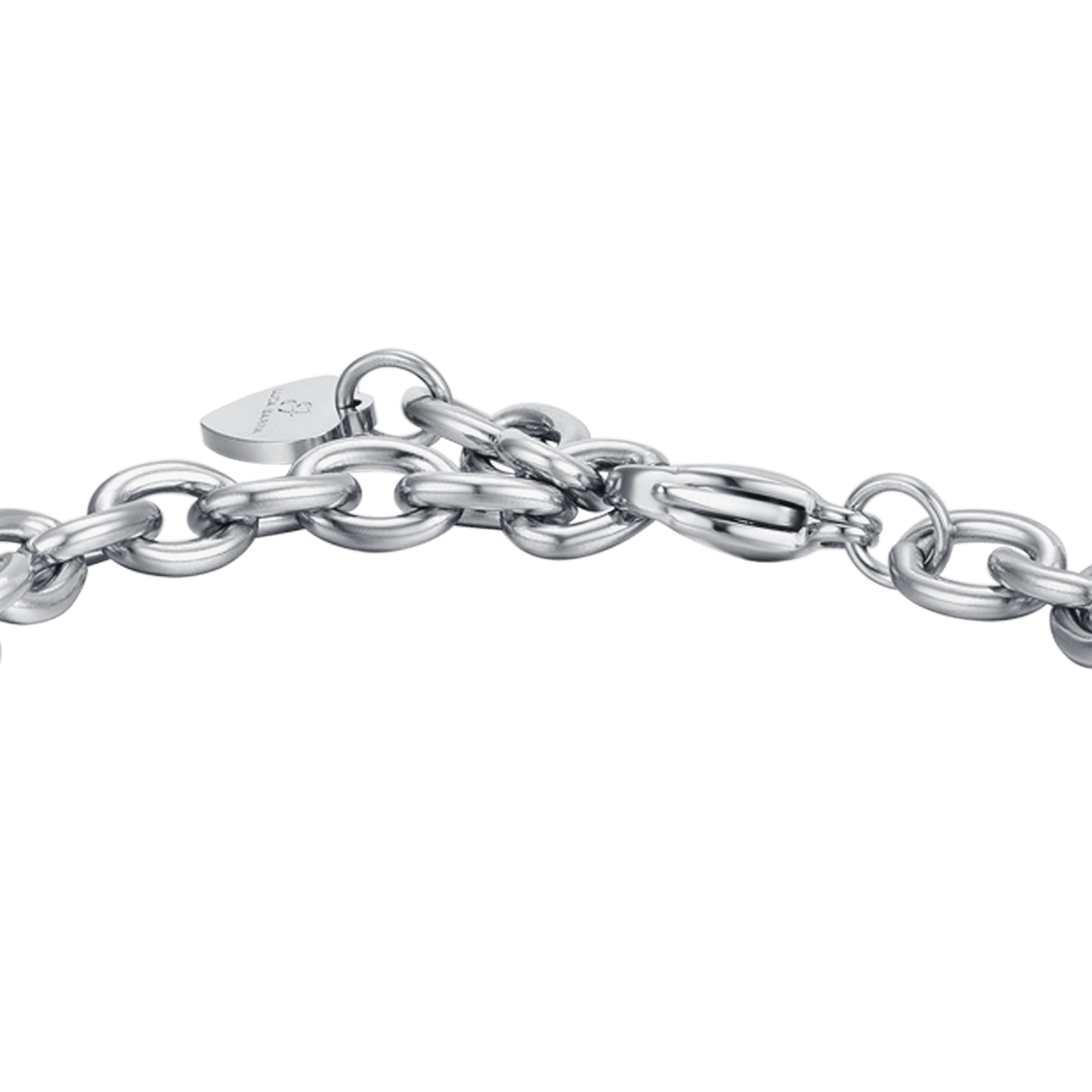 PULSERA DE ACERO PARA MUJER CON OSO CON CRISTALES ROSAS Y BLANCOS
