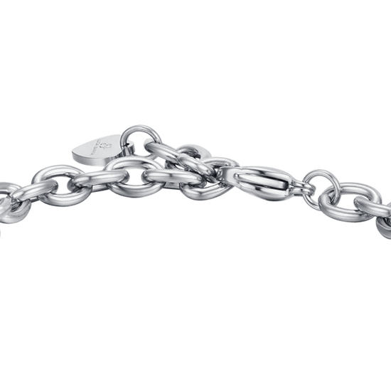 PULSERA DE ACERO PARA MUJER CON OSO CON CRISTALES ROSAS Y BLANCOS