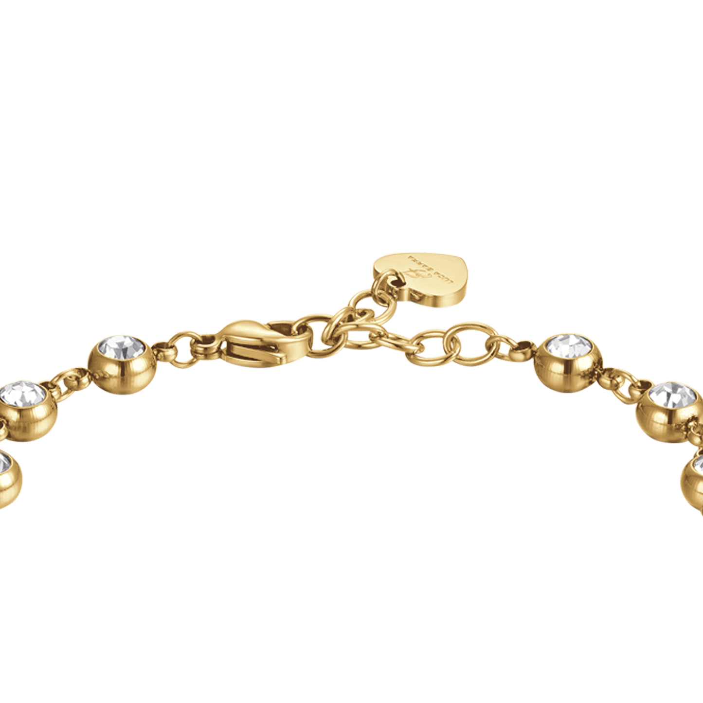 IP PULSERA DE ACERO DORADO PARA MUJER CON CRISTALES BLANCOS
