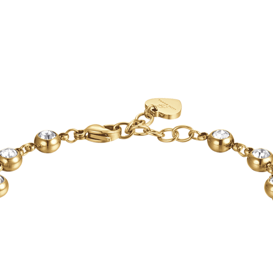 IP PULSERA DE ACERO DORADO PARA MUJER CON CRISTALES BLANCOS
