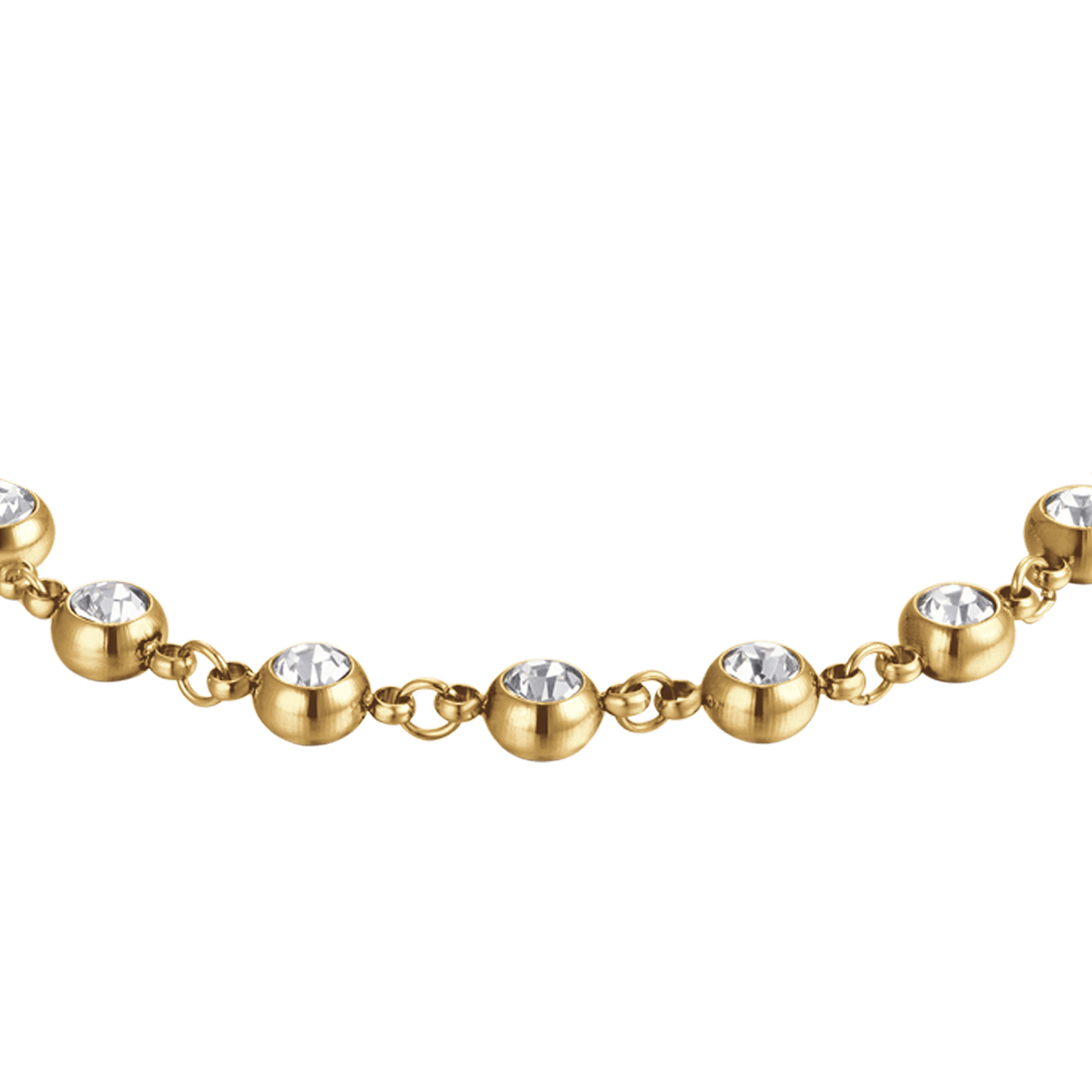 IP PULSERA DE ACERO DORADO PARA MUJER CON CRISTALES BLANCOS